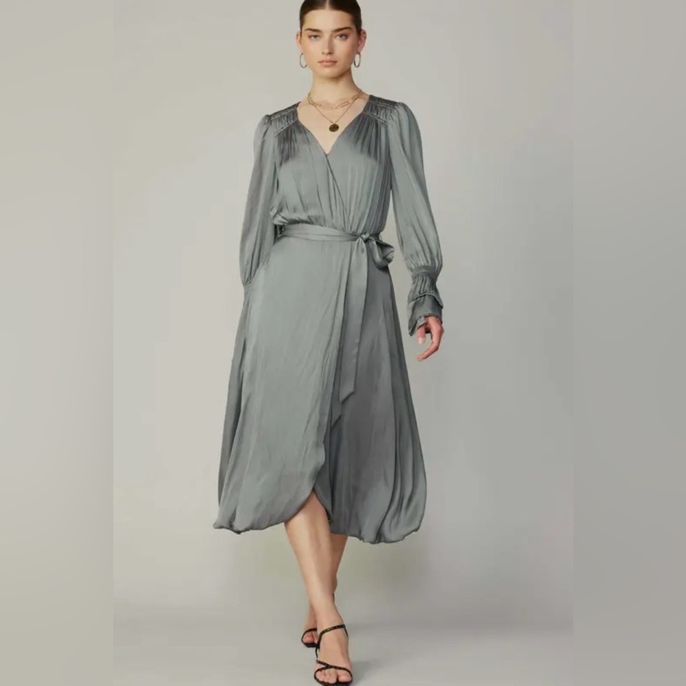 ON SALE 901. Current Air Gray Faux Wrap Dress